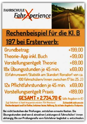 Rechenbeispiel für eine Fahrausbildung